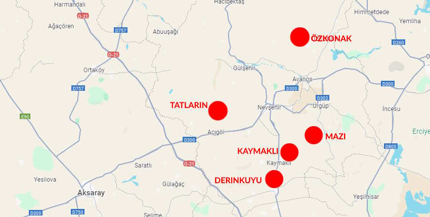 Cappadocia Underground City Turkey Map