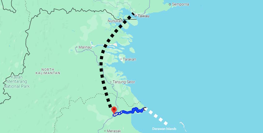 How do I get from Tawau to Derawan?