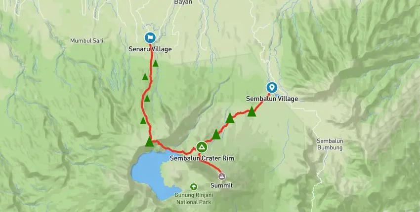 Mount Rinjani Trekking Map